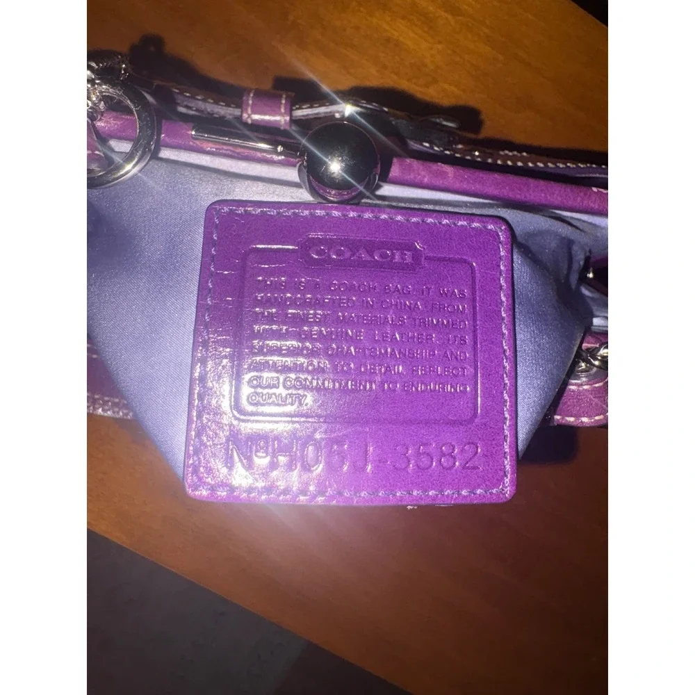 Coach 3582 Purple Op Art Kisslock Satchel Y2K Rare Buckle Bag Authentic